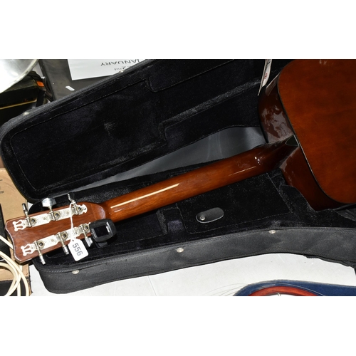 556 - A CASED HOHNER GUITAR, model no MW 400N, in a Stagg guitar case with 'The Complete Guitar Player: Bo... 