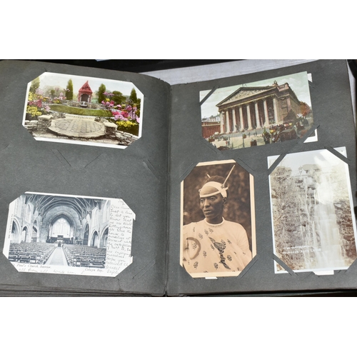 568 - TWO ALBUMS OF POSTCARDS containing approximately 405 miscellaneous examples, album one contains 104 ... 