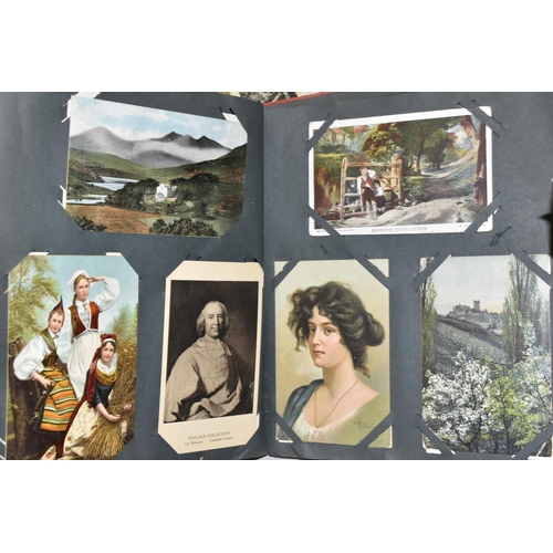 569 - TWO ALBUMS OF POSTCARDS containing approximately 431 miscellaneous examples from early to late 20th ... 