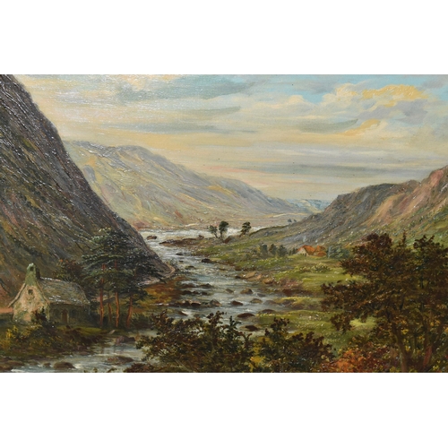 587 - W. STONE, TWO LATE 19TH CENTURY ENGLISH SCHOOL LANDSCAPES, comprising 'A view in the Elan Valley', s... 