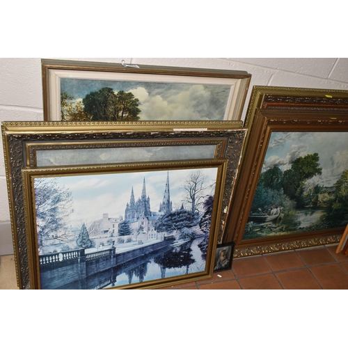 588 - A QUANTITY OF FRAMED DECORATIVE PRINTS, to include reproductions of paintings by the following artis... 