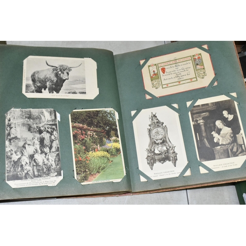 595 - TWO ALBUMS OF POSTCARDS containing approximately 404 miscellaneous examples from the early 20th cent... 