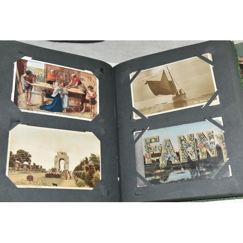 595 - TWO ALBUMS OF POSTCARDS containing approximately 404 miscellaneous examples from the early 20th cent... 