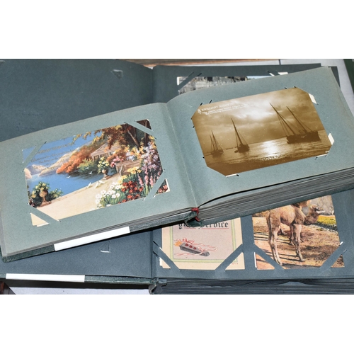 597 - TWO ALBUMS OF POSTCARDS containing approximately 391 miscellaneous examples from the early 20th cent... 