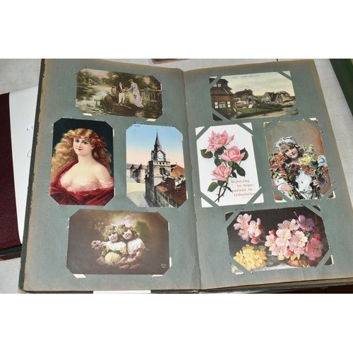 599 - TWO ALBUMS OF POSTCARDS containing approximately 407 miscellaneous examples (including large cards a... 