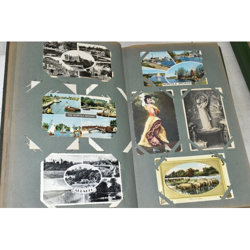 599 - TWO ALBUMS OF POSTCARDS containing approximately 407 miscellaneous examples (including large cards a... 