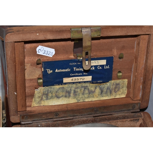 607 - TWO WOODEN CASED PIGEON CLOCKS, one is a Toulet Imperator, No.44022, the other by the Automatic Timi... 