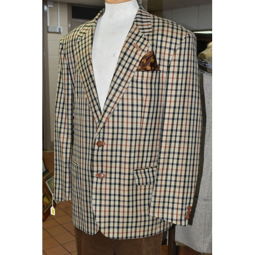 577 - A QUANTITY OF GENTLEMEN'S VINTAGE CLOTHING, comprising thirty four classic gentlemen's jackets, chec... 