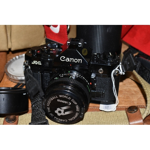 647 - CANON PHOTOGRAPHIC EQUIPMENT ETC, comprising a Canon A1 35mm SLR film camera body, 50mm f1.8 lens, 7... 