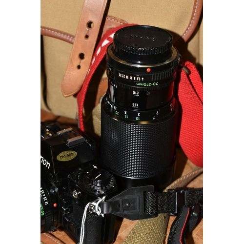 647 - CANON PHOTOGRAPHIC EQUIPMENT ETC, comprising a Canon A1 35mm SLR film camera body, 50mm f1.8 lens, 7... 