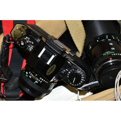 647 - CANON PHOTOGRAPHIC EQUIPMENT ETC, comprising a Canon A1 35mm SLR film camera body, 50mm f1.8 lens, 7... 