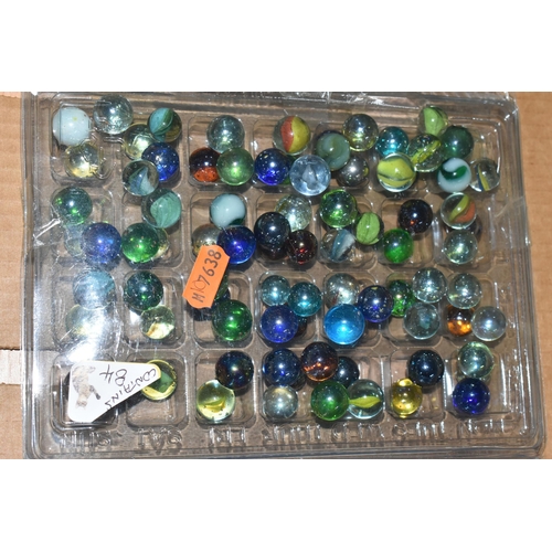 649 - A COLLECTION OF ASSORTED MARBLES, various types and sizes, to include swirls, opaques, clears, ball ... 