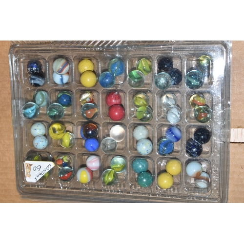 649 - A COLLECTION OF ASSORTED MARBLES, various types and sizes, to include swirls, opaques, clears, ball ... 