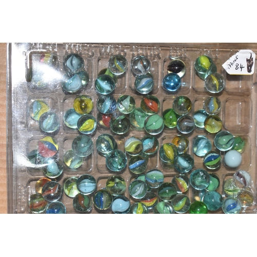 649 - A COLLECTION OF ASSORTED MARBLES, various types and sizes, to include swirls, opaques, clears, ball ... 