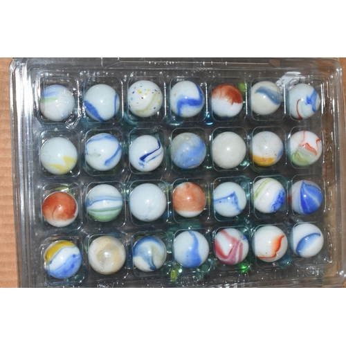 649 - A COLLECTION OF ASSORTED MARBLES, various types and sizes, to include swirls, opaques, clears, ball ... 