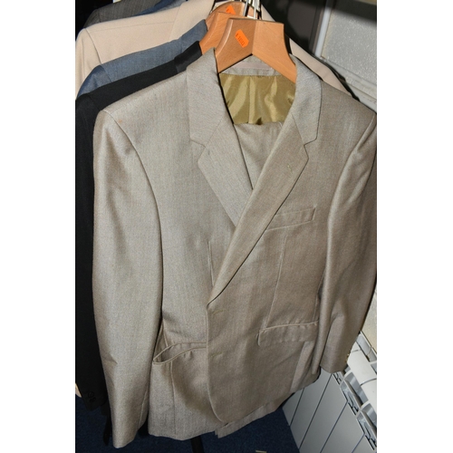 653 - TWENTY ONE GENTLEMEN'S VINTAGE LOUNGE SUITS, assorted colours, pale grey, blue, beige, pinstriped, m... 