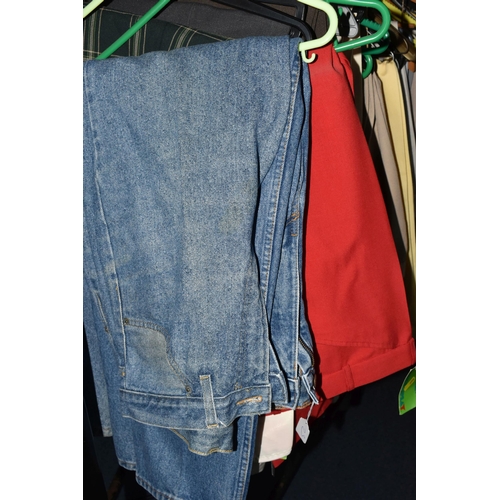 655 - A LARGE QUANTITY OF GENTLEMEN'S TROUSERS AND JEANS, mostly waist size 36'' , checked, assorted colou... 