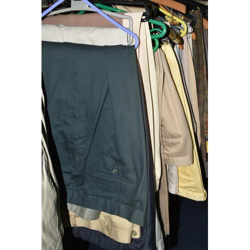 655 - A LARGE QUANTITY OF GENTLEMEN'S TROUSERS AND JEANS, mostly waist size 36'' , checked, assorted colou... 