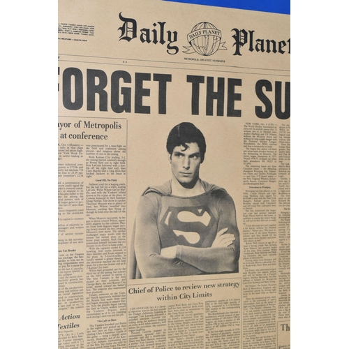 657 - SUPERMAN 'DAILY PLANET - FORGET THE SUPER' PROP NEWSPAPER, possibly from the 1977 film and featuring... 