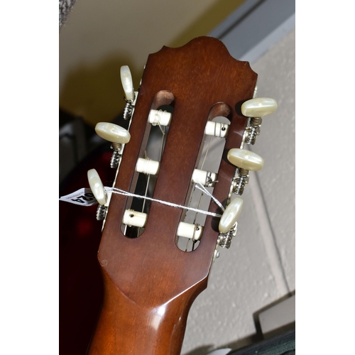 624 - AN ALPHA 200 MODEL SIX STRING ACOUSTIC GUITAR, natural finish to the top surface, together with a ha... 