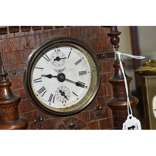 634 - TWO VINTAGE CLOCKS, comprising a brass Bayard 8 day carriage clock, in need of some attention and an... 