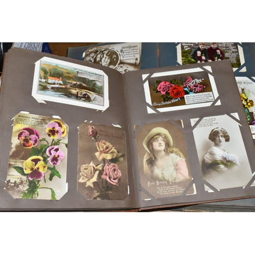 635 - TWO ALBUMS OF POSTCARDS containing approximately 490 mainly sentimental greeting type examples from ... 