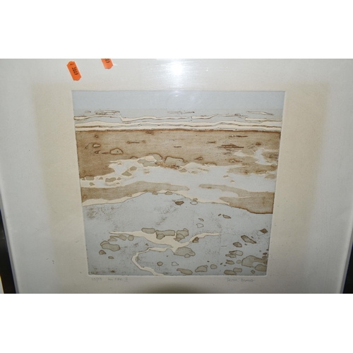 644 - TESSA BEAVER (1932-2018) 'LOW TIDE II' A SIGNED LIMITED EDITION SCREENPRINT, depicting a coastal lan... 