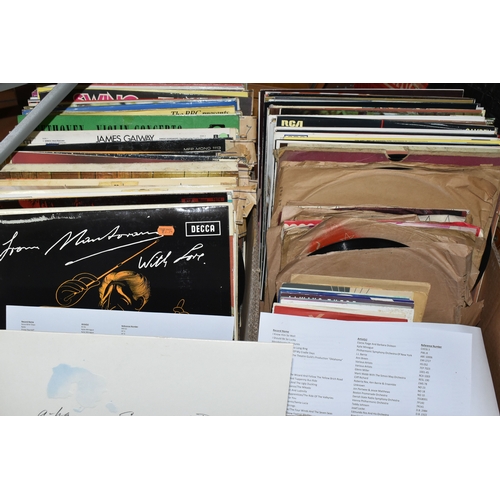 562 - TWO BOXES OF RECORDS, over one hundred and fifty LPs, singles and 78s, by artists to include Kylie M... 