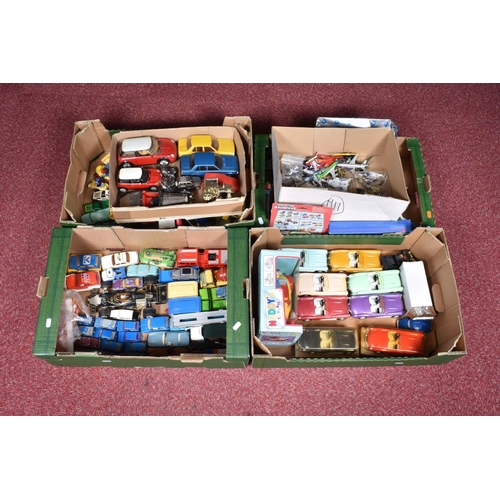 33 - A QUANTITY OF UNBOXED AND ASSORTED PLAYWORN DIECAST AND PLASTIC VEHICLES, to include Spot-On, Dinky,... 