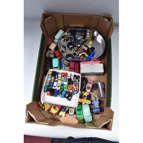 33 - A QUANTITY OF UNBOXED AND ASSORTED PLAYWORN DIECAST AND PLASTIC VEHICLES, to include Spot-On, Dinky,... 