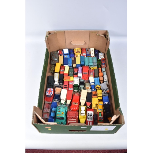 34 - A QUANTITY OF UNBOXED AND ASSORTED PLAYWORN DIECAST AND PLASTIC VEHICLES, to include Matchbox, Corgi... 