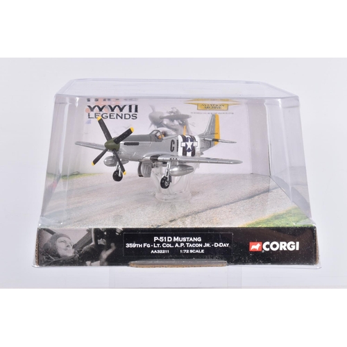 35 - SIX BOXED CORGI 1:72 SCALE WWII LEGENDS RANGE MILITARY AIRCRAFT MODELS, to include a Chance Vought F... 