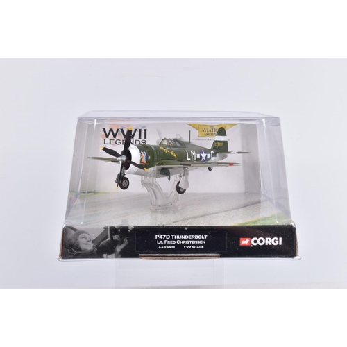 35 - SIX BOXED CORGI 1:72 SCALE WWII LEGENDS RANGE MILITARY AIRCRAFT MODELS, to include a Chance Vought F... 