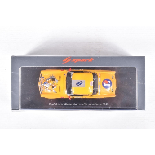 36 - FOUR BOXED 1:43 SCALE SPARK MODEL MINIMAX VEHICLES to include a Studebaker Winner Carrera Panamerica... 