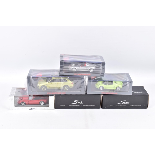 37 - SIX BOXED 1:43 SCALE SPARK MODEL MINIMAX VEHICLES to include a Lotus Elise S1 Sport 160 in green  it... 