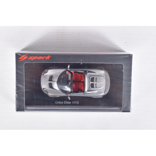 37 - SIX BOXED 1:43 SCALE SPARK MODEL MINIMAX VEHICLES to include a Lotus Elise S1 Sport 160 in green  it... 