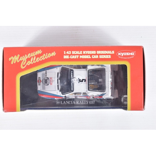 41 - FIVE BOXED  MODEL VEHILCES to include a Kyosho Model Lancia 037 Rally 1983 Monte Carlo No.1 item no.... 