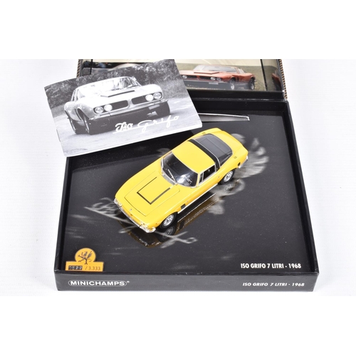 42 - THREE BOXED MINICHAMPS 1:43 SCALE MODELS IN PRESENTATION BOXES, to include an Audi Sport Quattro S1 ... 