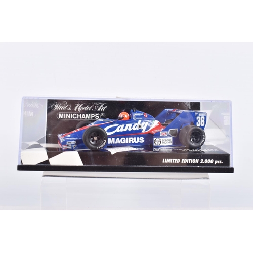 43 - SIX BOXED MINICHAMPS 1:43 SCALE MODELS to include a Vodafone McLaren Mercedes MP4-33 Lewis Hamilton ... 