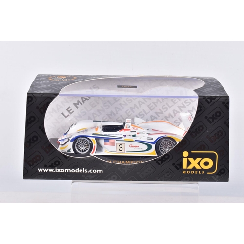 44 - FOUR BOXED 1:43 SCALE MODEL CARS to include a Porsche 919 Hybrid #19 winners Le Mans 2015 in white, ... 