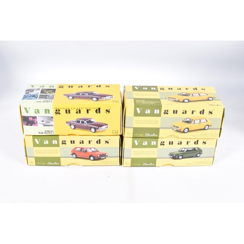 50 - NINE BOXED 1:43 SCALE MODEL VEHICLES to include a  Vanguards VW Golf L MkI Series 1 in Lofoten Green... 