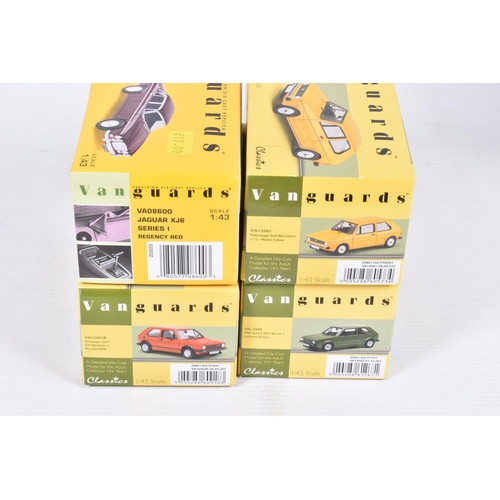 50 - NINE BOXED 1:43 SCALE MODEL VEHICLES to include a  Vanguards VW Golf L MkI Series 1 in Lofoten Green... 