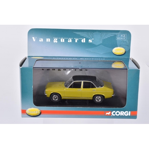 51 - ELEVEN BOXED 1:43 SCALE MODEL CORGI VANGUARDS VEHICLES to include a Rover SD1 Votesse 30th Anniversa... 