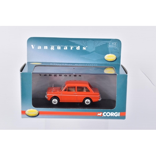 51 - ELEVEN BOXED 1:43 SCALE MODEL CORGI VANGUARDS VEHICLES to include a Rover SD1 Votesse 30th Anniversa... 