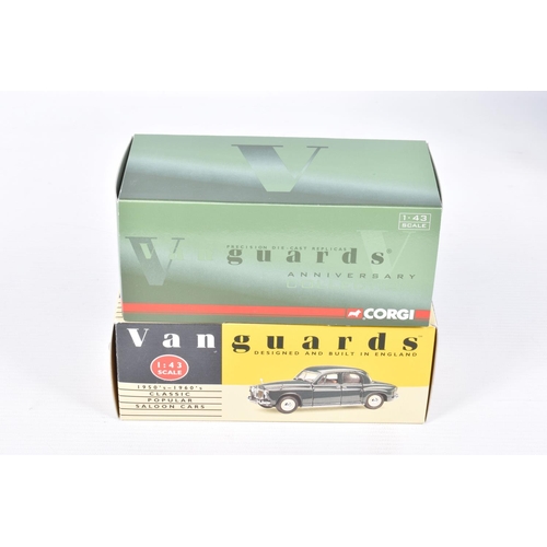 51 - ELEVEN BOXED 1:43 SCALE MODEL CORGI VANGUARDS VEHICLES to include a Rover SD1 Votesse 30th Anniversa... 