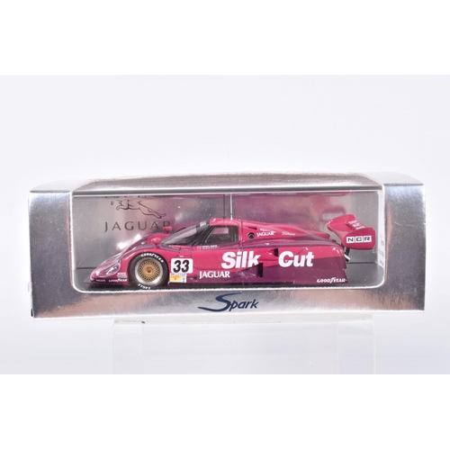 54 - FOUR BOXED 1:43 SCALE SPARK MINIMAX MODEL VEHICLES to include a Jaguar XJR-12 no.33 4th LeMans 1991 ... 