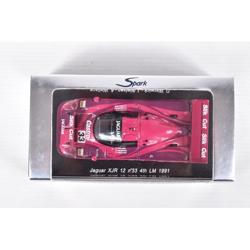 54 - FOUR BOXED 1:43 SCALE SPARK MINIMAX MODEL VEHICLES to include a Jaguar XJR-12 no.33 4th LeMans 1991 ... 