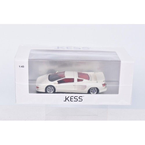 55 - FOUR BOXED 1:43 SCALE KESS MODEL VEHICLES to a Maserati Shamal 1988 in Yellow item no. KE43014022, a... 