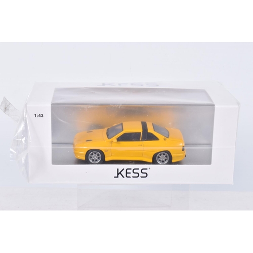 55 - FOUR BOXED 1:43 SCALE KESS MODEL VEHICLES to a Maserati Shamal 1988 in Yellow item no. KE43014022, a... 