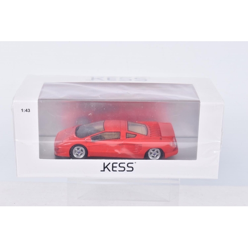 55 - FOUR BOXED 1:43 SCALE KESS MODEL VEHICLES to a Maserati Shamal 1988 in Yellow item no. KE43014022, a... 